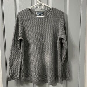 Karen Scott Gray Textured Crewneck Sweater